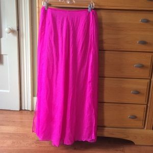 Hot pink Paneled Maxi with mini skirt underneath