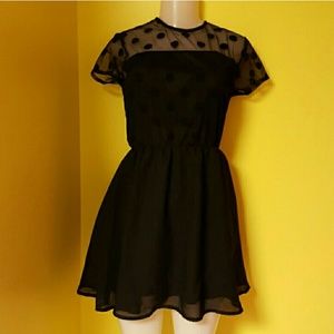 Black polka dot dress