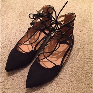 Black Aquazzura Belgravia INSPIRED Lace Up Flats