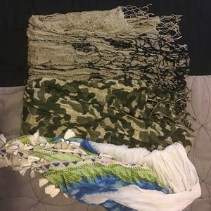 3 Scarves: Camo - Tan/Black - Mulitcolored