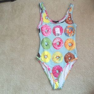 body suit with multi colored doughnut design