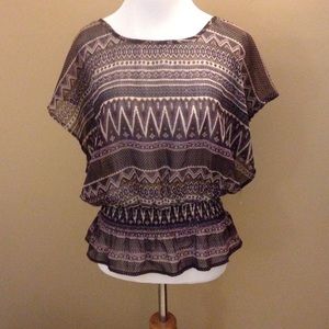 Poetry- sheer, print blouse - size medium