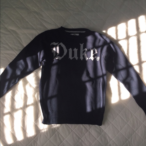 Navy blue Duke sweater.