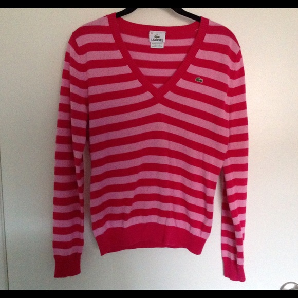 Lacoste pink stripe sweater size 38