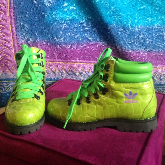 Jeremy Scott for Adidas bright green hiking boots