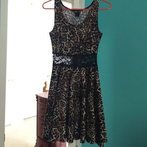 Cheetah print dress with black lace