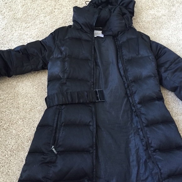 laundry black puffer coat long with belt