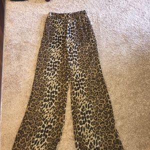 Cheetah print palazzo pants.