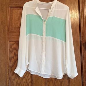 White and mint button up top