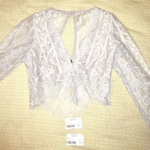 For Love & Lemons Light Blue Lyla Crop Top