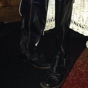 Black worn boots