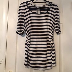 Cream, Black & White Striped Top