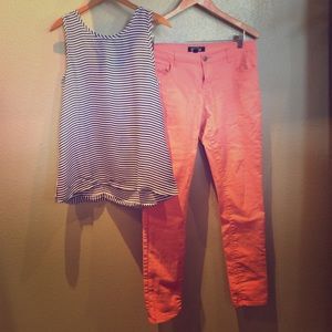 Coral Colored Skinny Jeans