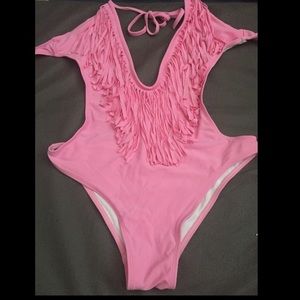 Pink one piece bathing suit