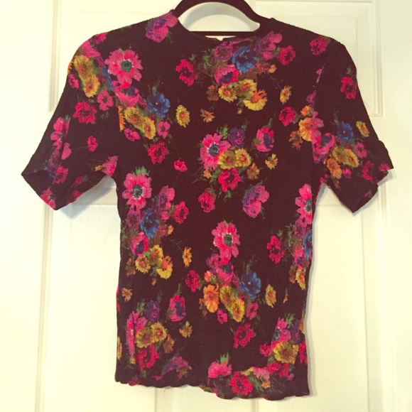 Vintage Tops - Vintage Watercolor Floral Blouse