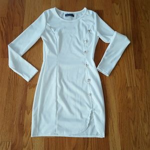 White sweater dress: medium and runs a little big