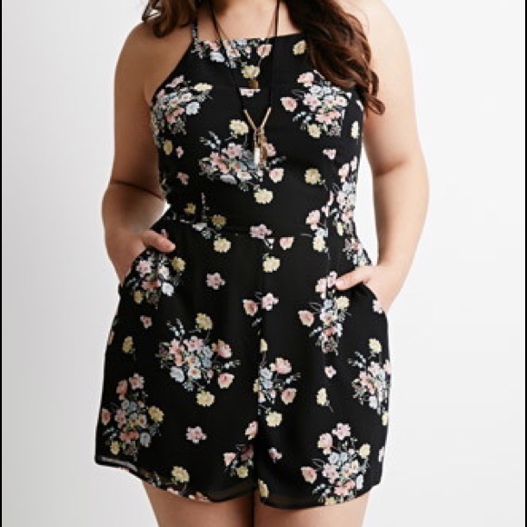 Forever 21 Floral Chiffon Romper // Plus Size