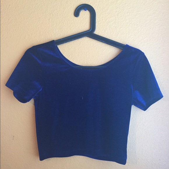 Velvet royal blue crop top