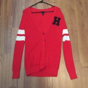 Red Varsity styled Sweater