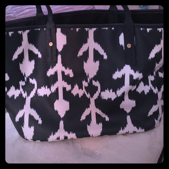 Navy and White IKat Tote Bag