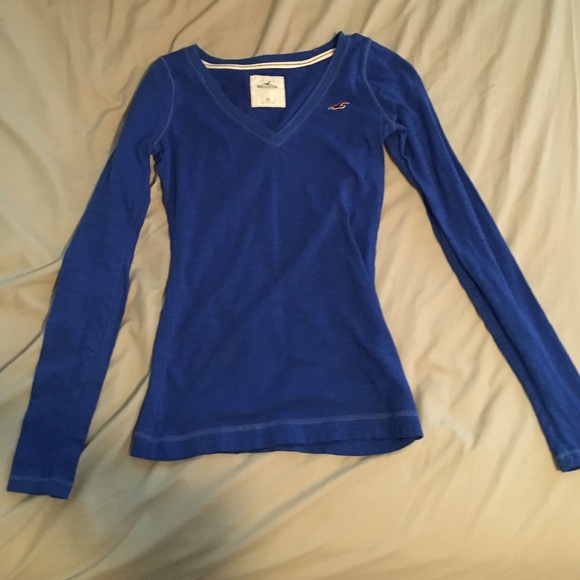 Royal blue, long sleeve v neck shirt