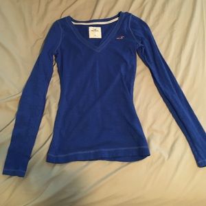 Royal blue, long sleeve v neck shirt