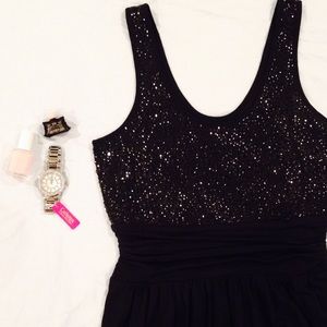 Black sequined top dress