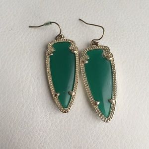 Hunter green Kendra Scott earrings (smaller arrow)