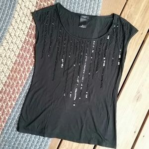 ANN TAYLOR sequin black top