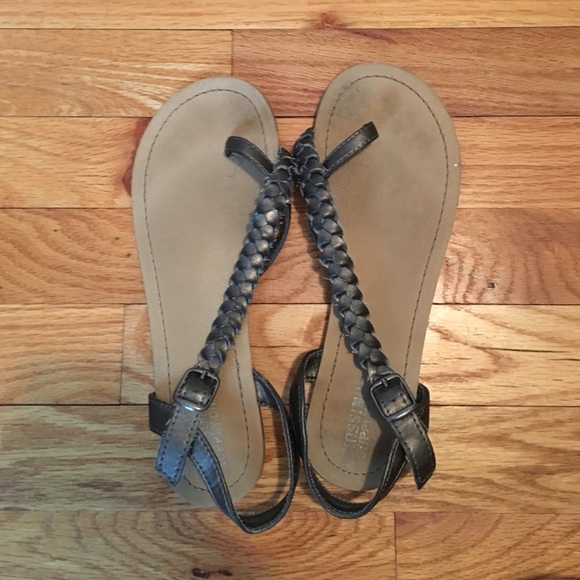 Grey braided sandals