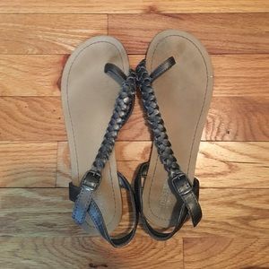Grey braided sandals