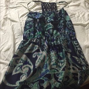 Green and blue patterned dress