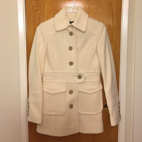 J. Crew White Wool Coat - Size 0