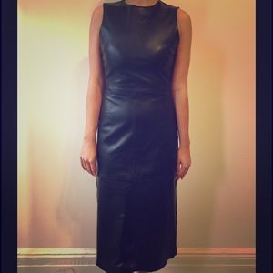 Iris and Ink 100% real leather midi dress SZ 4