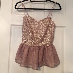 Metallic Salmon Sequin Party Top