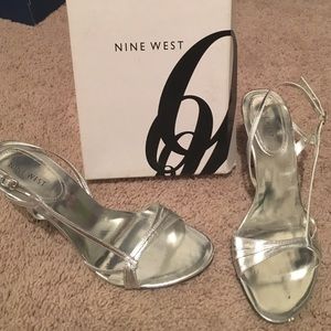 Strappy silver heels