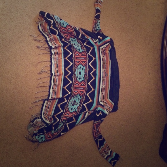 Tribal Wrap Sweater with Fringe