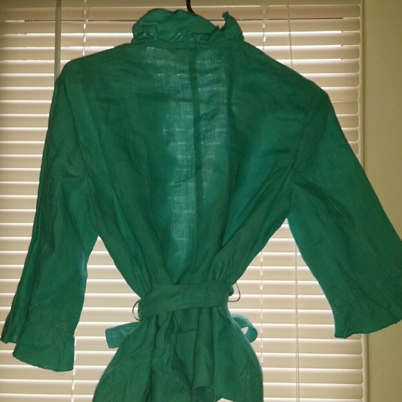 Turquoise wrap linen top