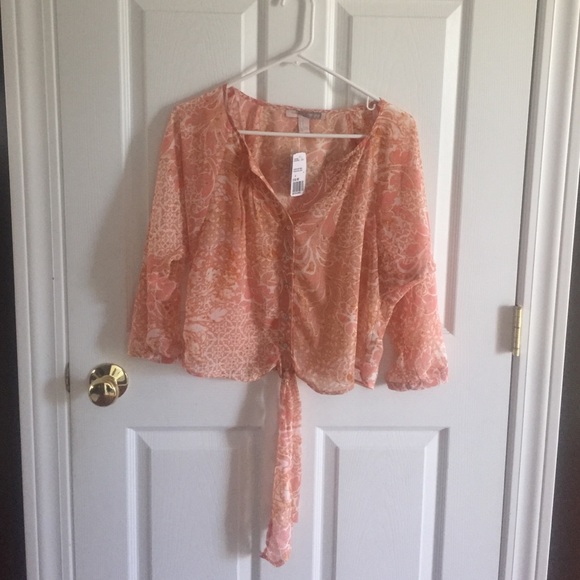 Forever 21 Peach Sheer Top small