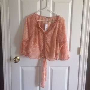 Forever 21 Peach Sheer Top small