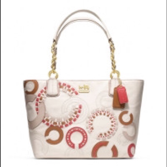 Coach beige Madison whipstich tote