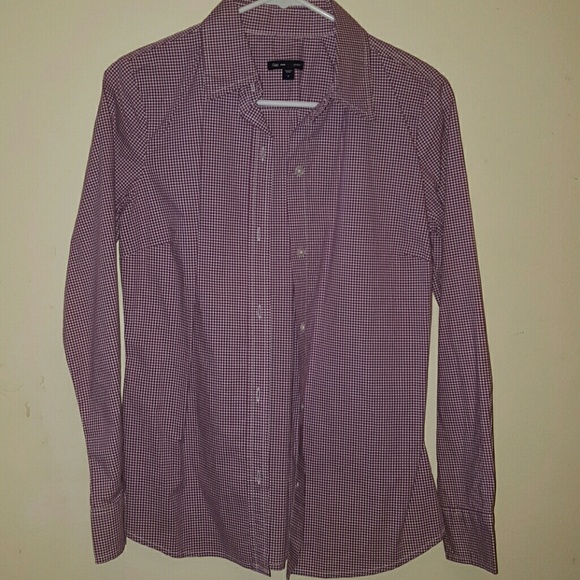 GAP Checkered purple plaid button down