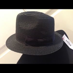 Black straw fedora - clearance