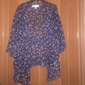Blue Flowered Cardigan/Kimono
