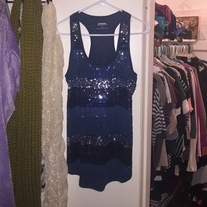 Express turquoise, navy blue, and silver Tank
