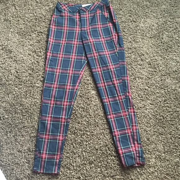 Plaid ankle length chinos