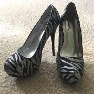 Never worn glitter zebra heels