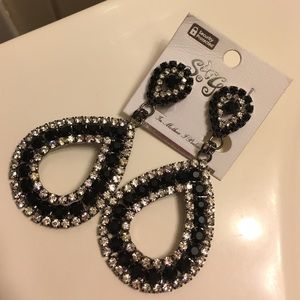 Black and Rhinestone Earrings