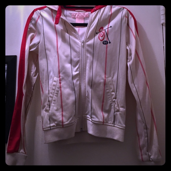 Red, white and blue pinstripe hoodie