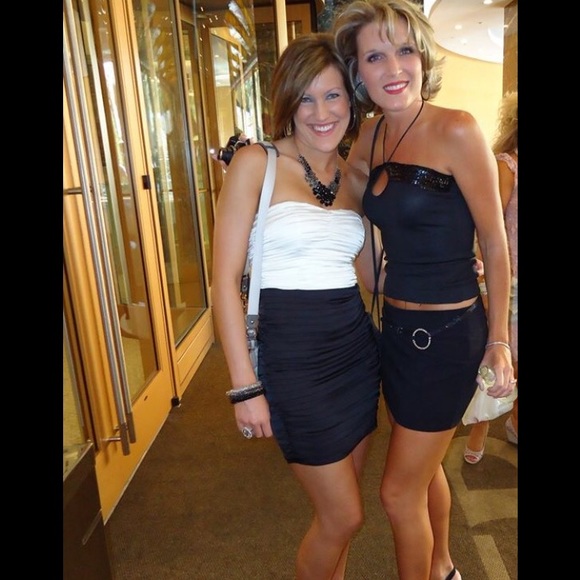 strapless Express black and white dress